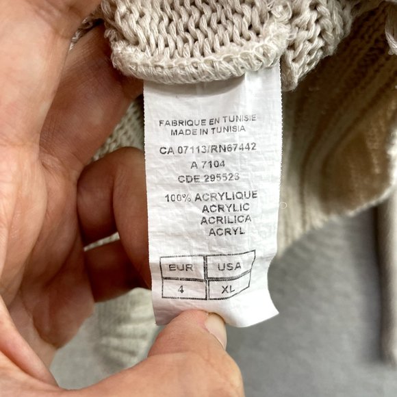 Katamai Beige Cream Knit Button Fringe Long Sleeve Pullover Sweater Womens XL - Picture 8 of 9